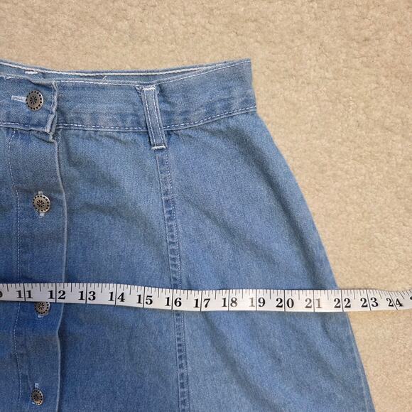 No Excuses Junior/Misses 9/10 Vintage Y2K 90s Denim A-Line Button Front Skirt - Picture 7 of 11